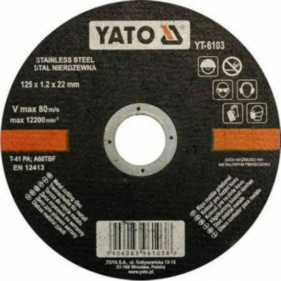 YT-6103   ΙΝΟΧ  125 x 1,2 x 22mm  YATO CUTTING  DISCS 