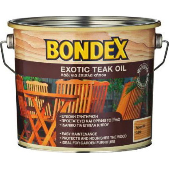 EXOTIC TEAK OIL 900   0.75LT   BONDEX CLEAR ALKYD BASED EXOTIC OIL FOR EXTERIOR HARD WOOD 
